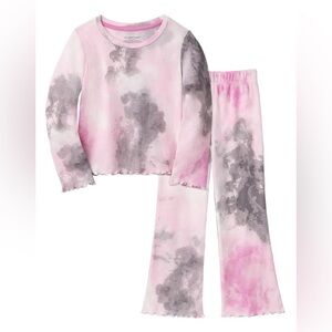 Cuddl Duds Tie Dye Marble Ribbed Pajama Set Pink Gray